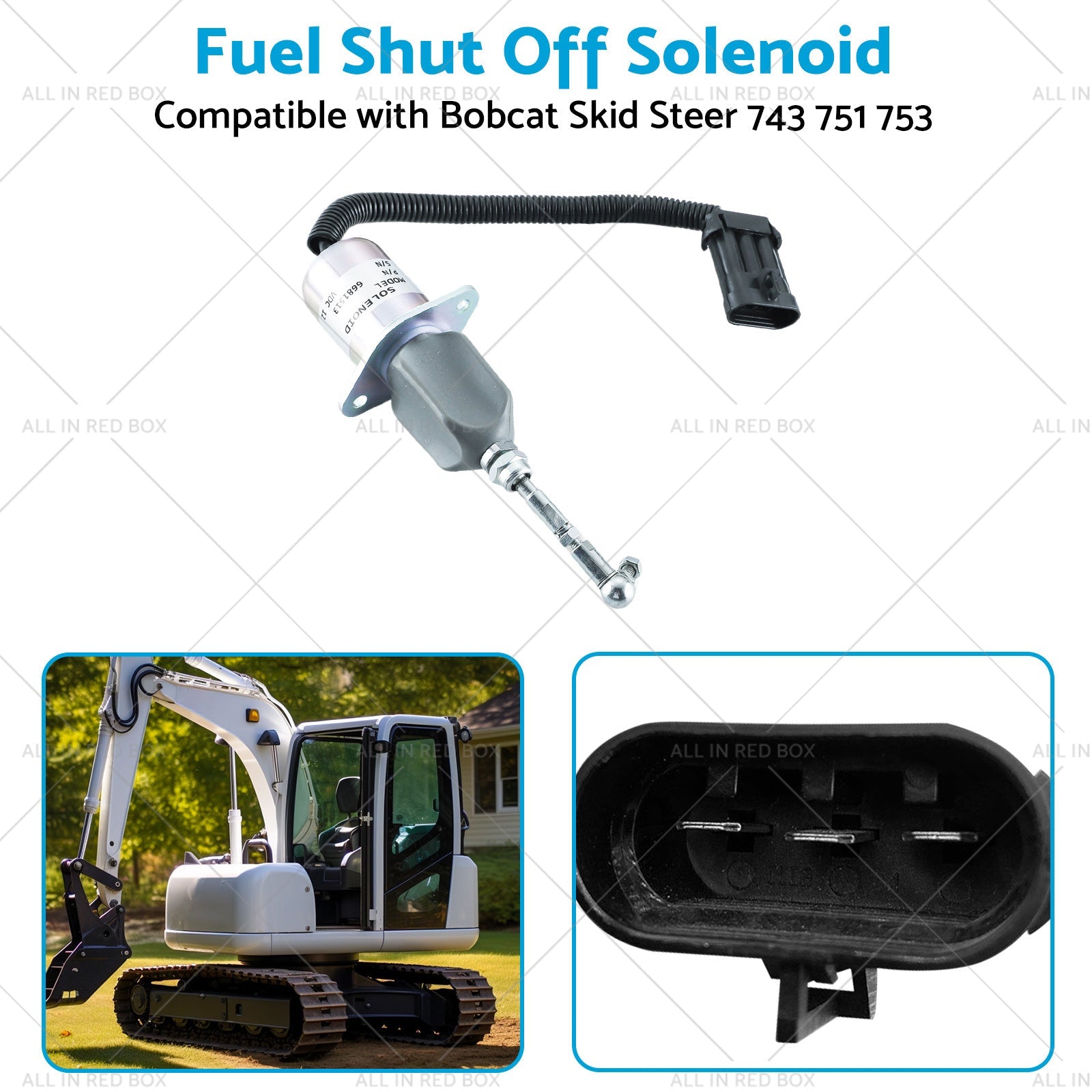 Fuel Shut Off Solenoid Kit Suitable for Bobcat Skid Steer 743 751 753 T190 S185-3
