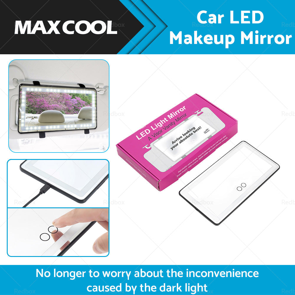 Car Sun Visor Makeup Cosmetic Mirror Set with 3 Type 60 LED Light Black 26x13cm-1