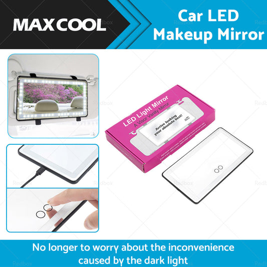 Car Sun Visor Makeup Cosmetic Mirror Set with 3 Type 60 LED Light Black 26x13cm-1