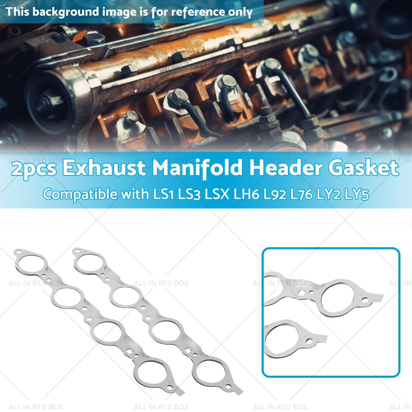 2PCS Exhaust Manifold Gasket Multi-Layer Steel Header Suitable For LS1 LS3 LSX-2