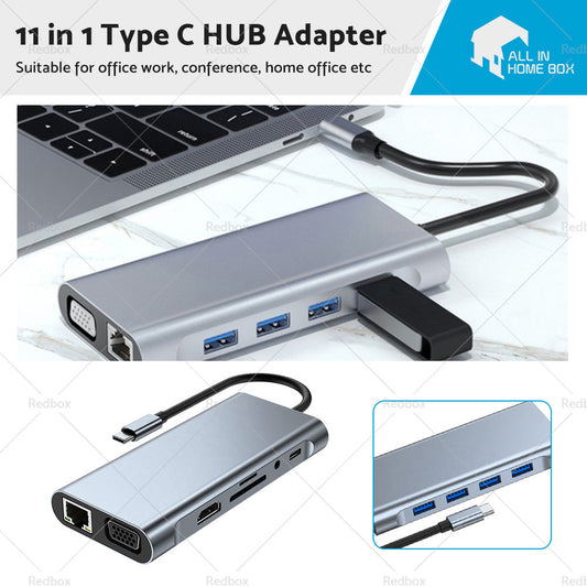 11in1 USB-C Type C HDMI USB 3. 0 HUB Adapter Compatible with MacBook Pro iPad Pro-0
