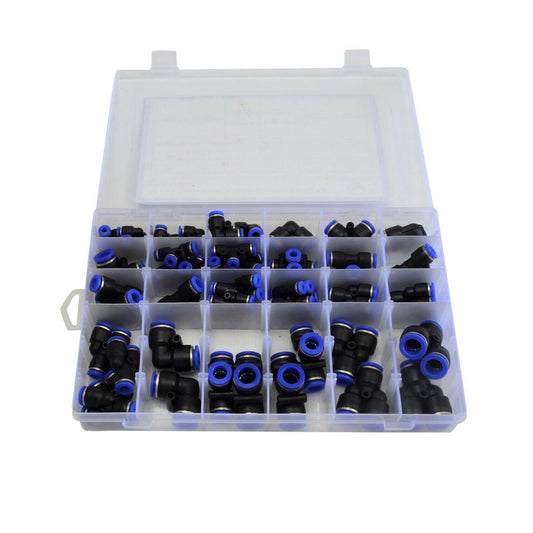 60x Pneumatic Push-In Air Line Hose Joiner Grab Kit Assortment Connect Fittings-0