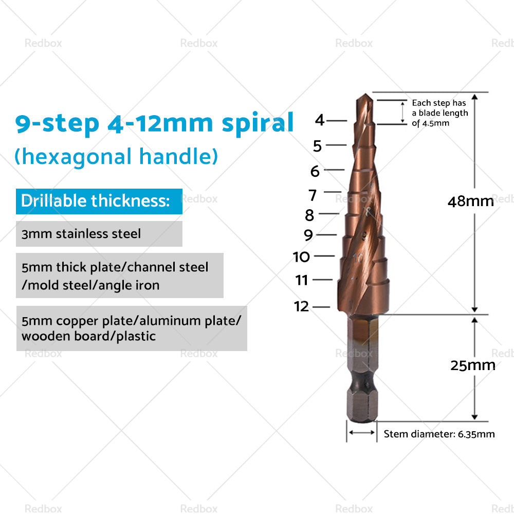 Cobalt Steel Step Cone Drill Bit Hole Cutter 4-12/20/32mm for Stainless Steel-5