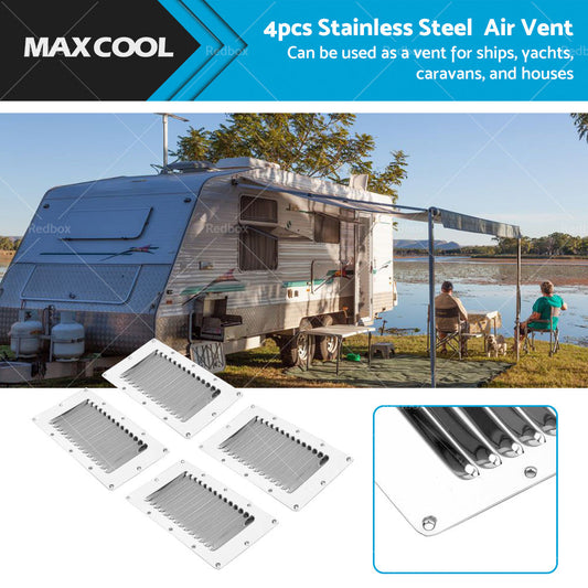 4pcs Stainless Steel Rectangular Air Vent For Caravan Boat Wall Eave 228x127mm-0