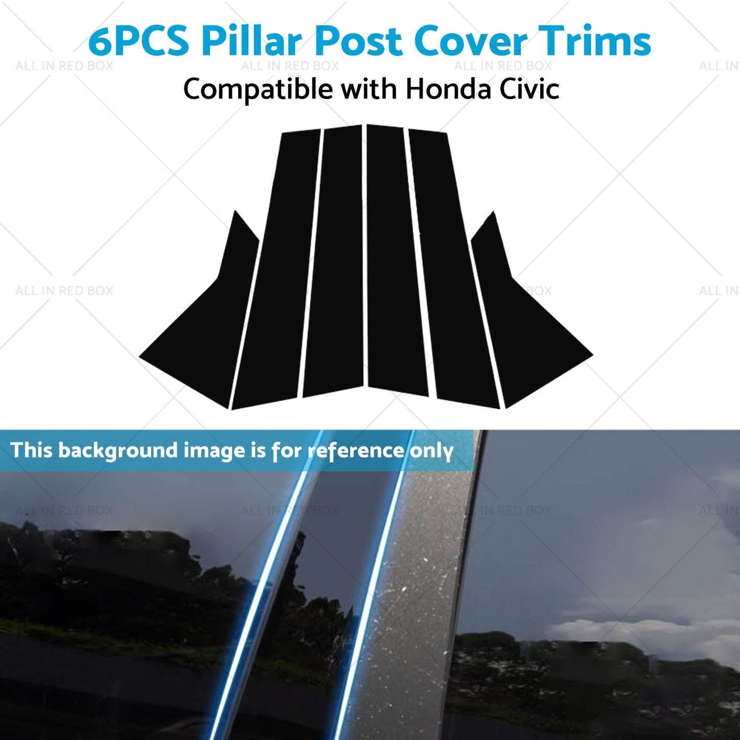 6x Black Pillar Post Cover Trims Suitable for 2022 Honda Civic-4