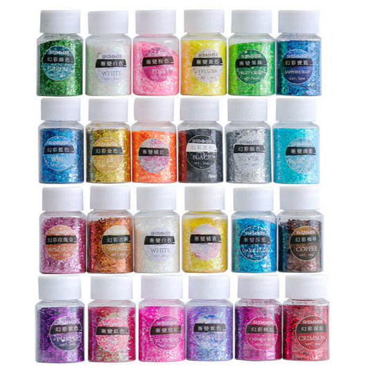 24 * 20ml Colors Glitter Pigment Debris Resin Epoxy Dream Flash Powder Crafts-1