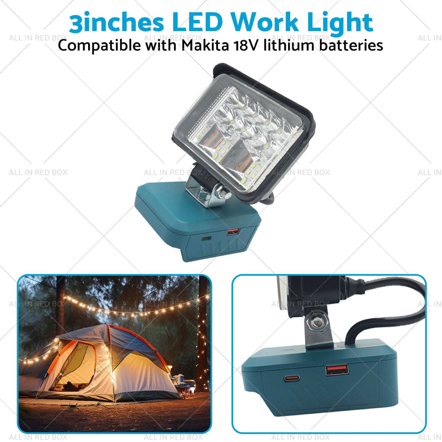 3in LED Work Light Suitable For Makita 18V Li-Ion Battery Workshop Flashlights-2