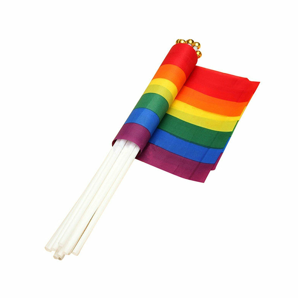 100x Small Rainbow Pride Flags Suitable For Gay, Lesbian & LGBT – 14x21cm Mini Hand Waving Flags-2