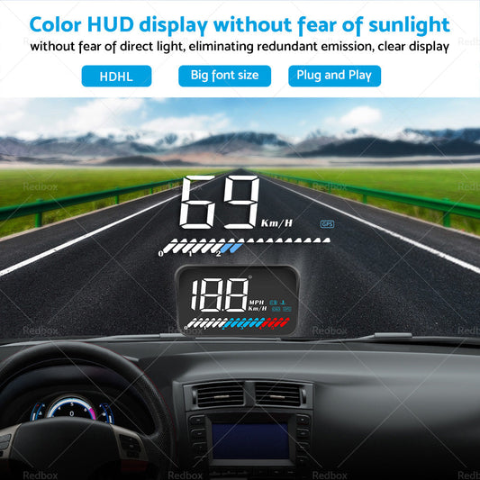 Head Up Display Car Universal OBD GPS Dual System 3. 5inch HUD Speed Alarm Voltage-0