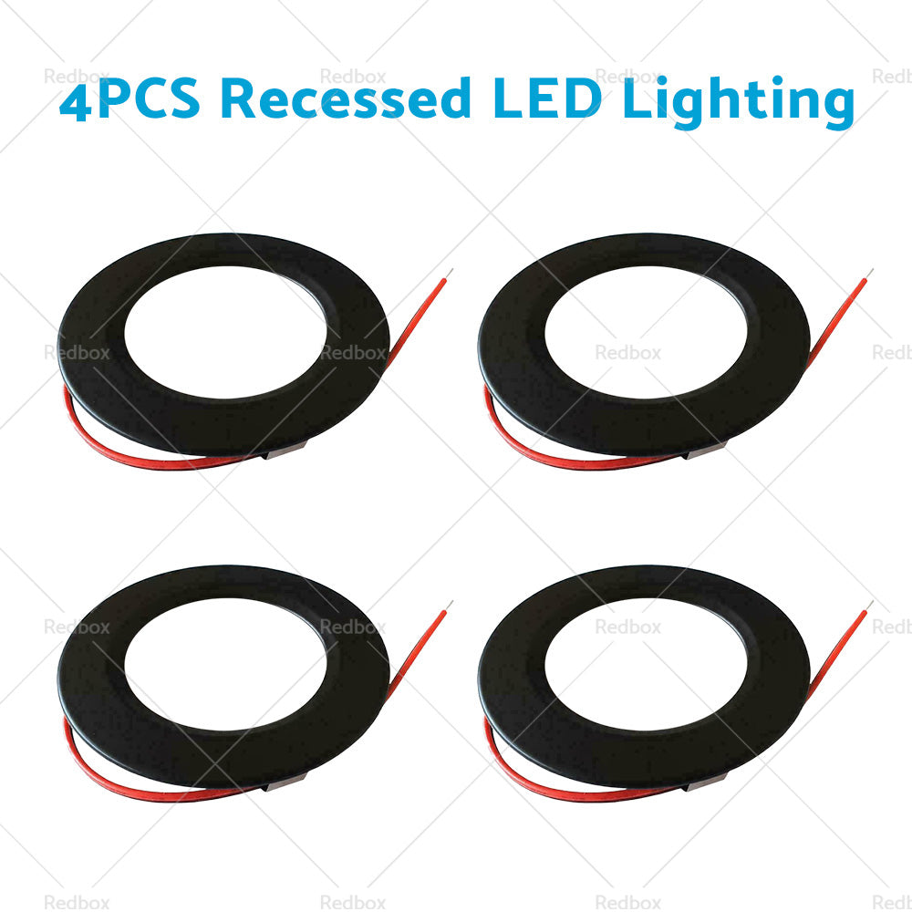 4/6PCS 12V Spot Lights Dimmable Caravan Boat Black Downlight Warm White AU-4