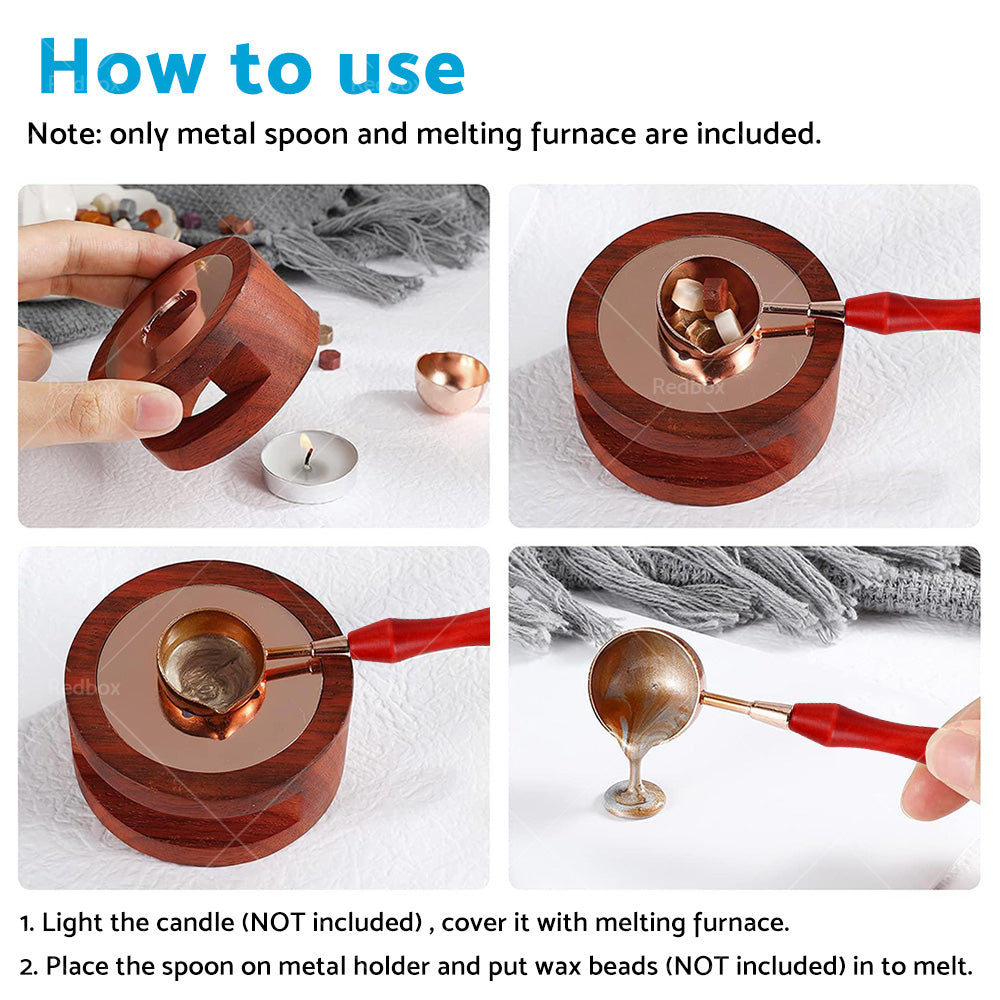 Sealing Wax Furnace Kit Warmer Melting Spoon Tool Stamp Candle Stamp Seal Card-3