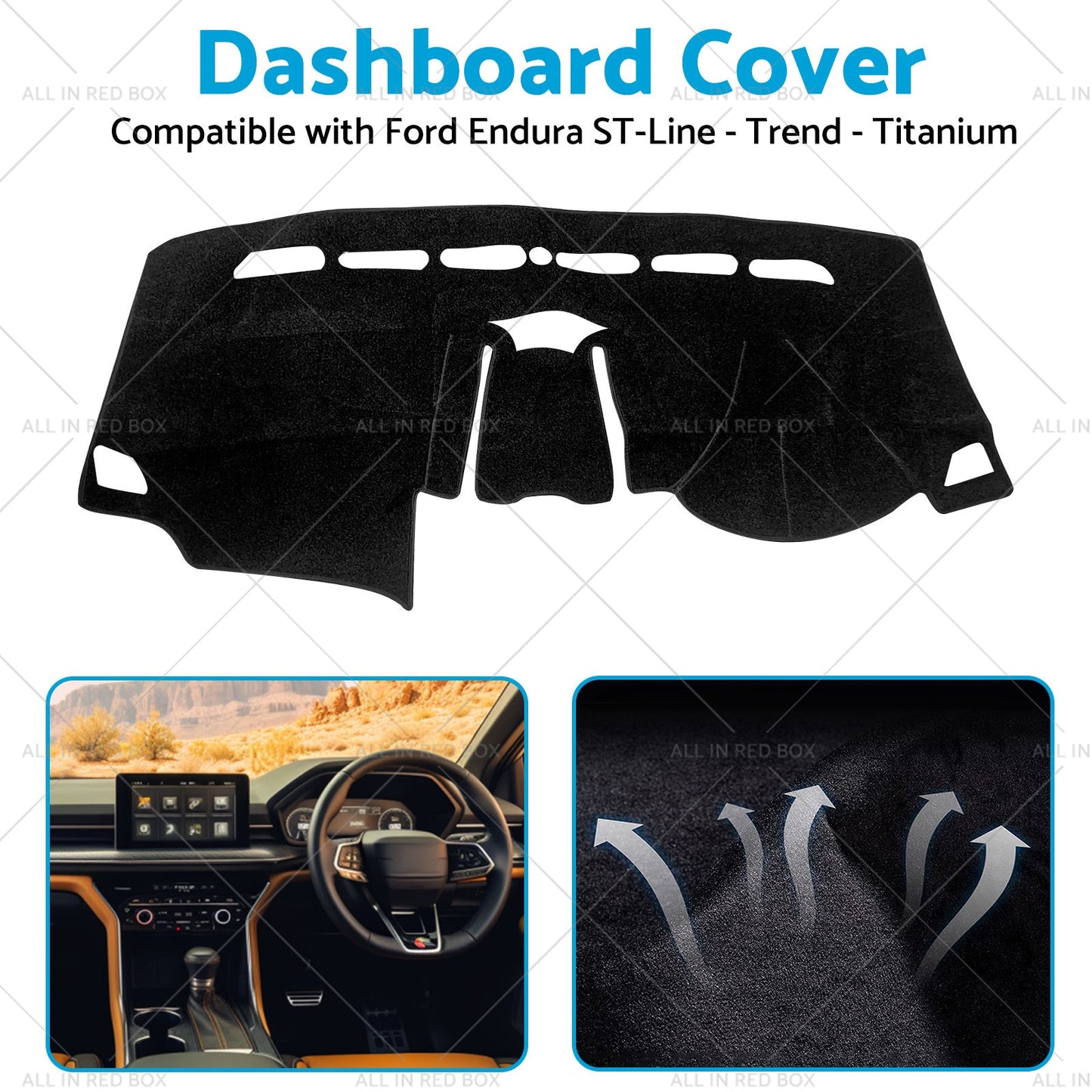 Non-Slip Dash Mat SuitableFor Ford Endura ST-Line -Trend -Titanium 18-19 Black-4