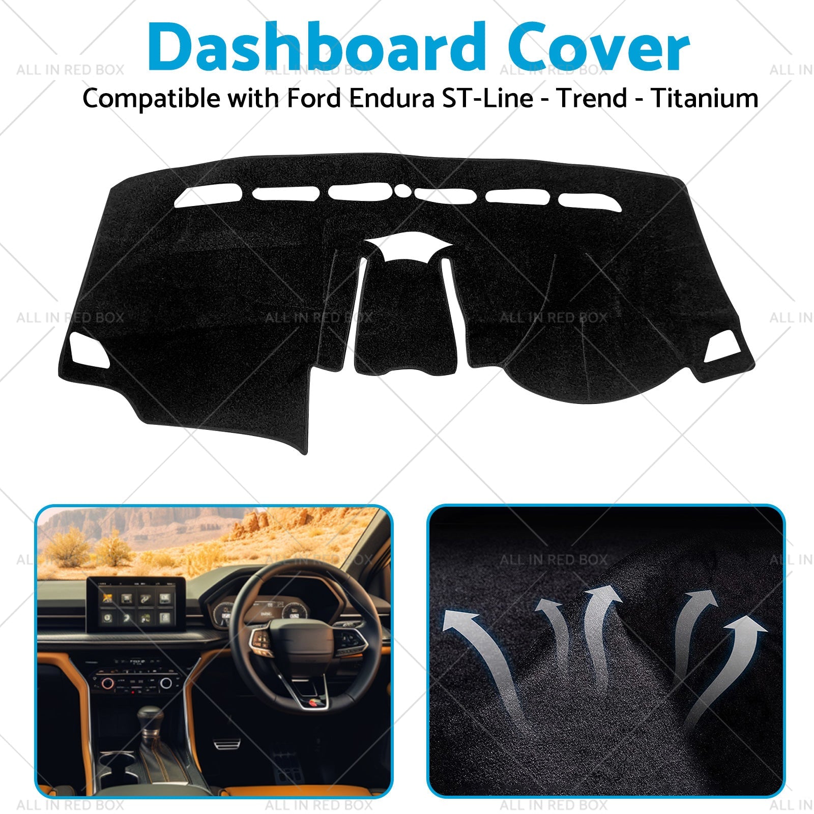 Non-Slip Dash Mat SuitableFor Ford Endura ST-Line -Trend -Titanium 18-19 Black-4