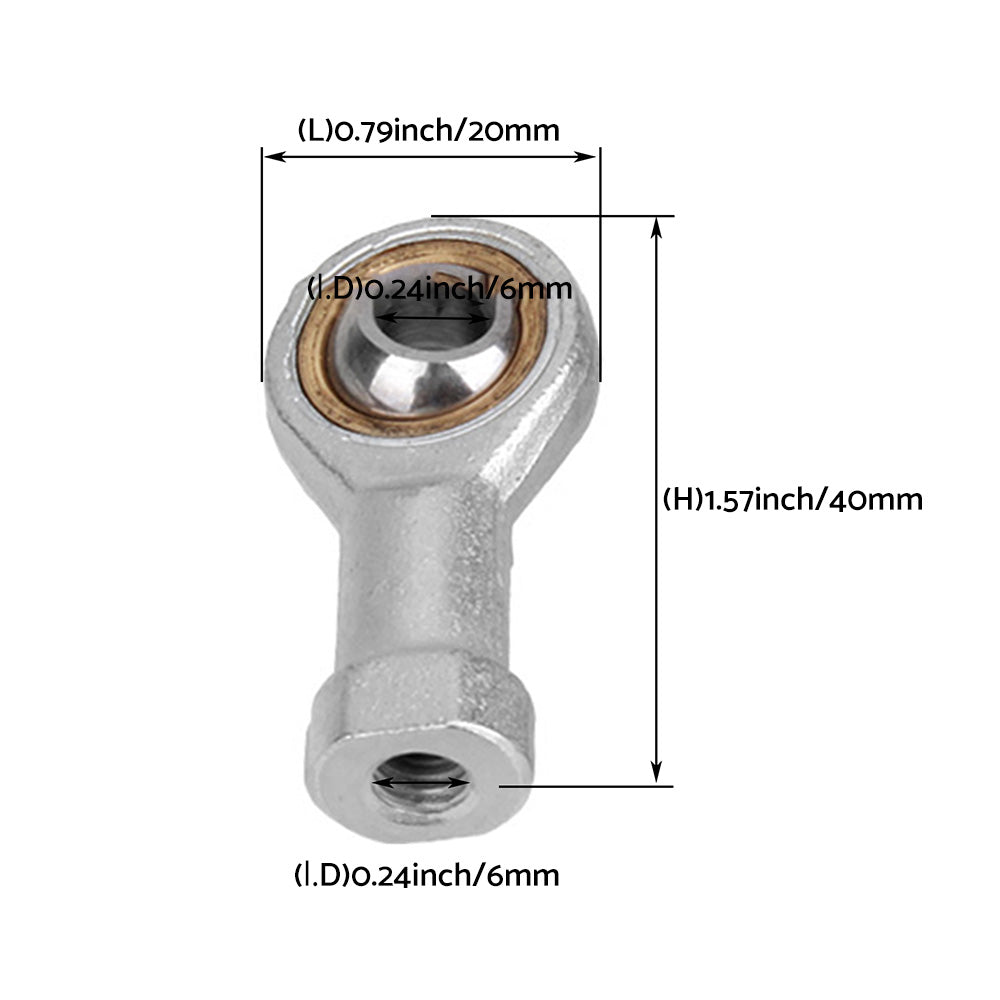 10PCS Zinc 6mm Female Spherical Plain Rose Joint Bearing Left Hand Threaded-4