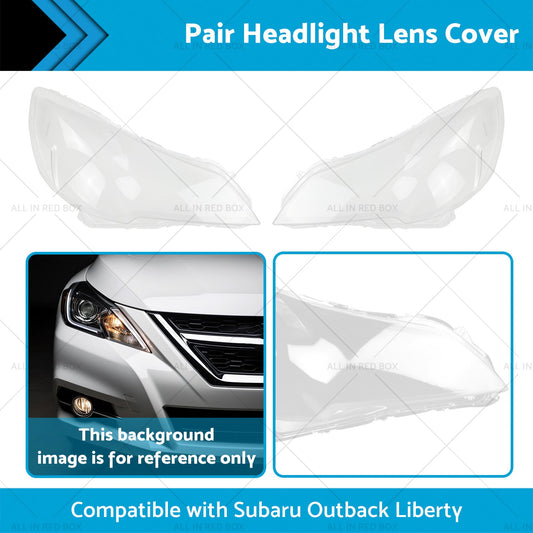 2x Headlight Lens Cover Replacement Suitable for Subaru Outback Liberty 10-14-1