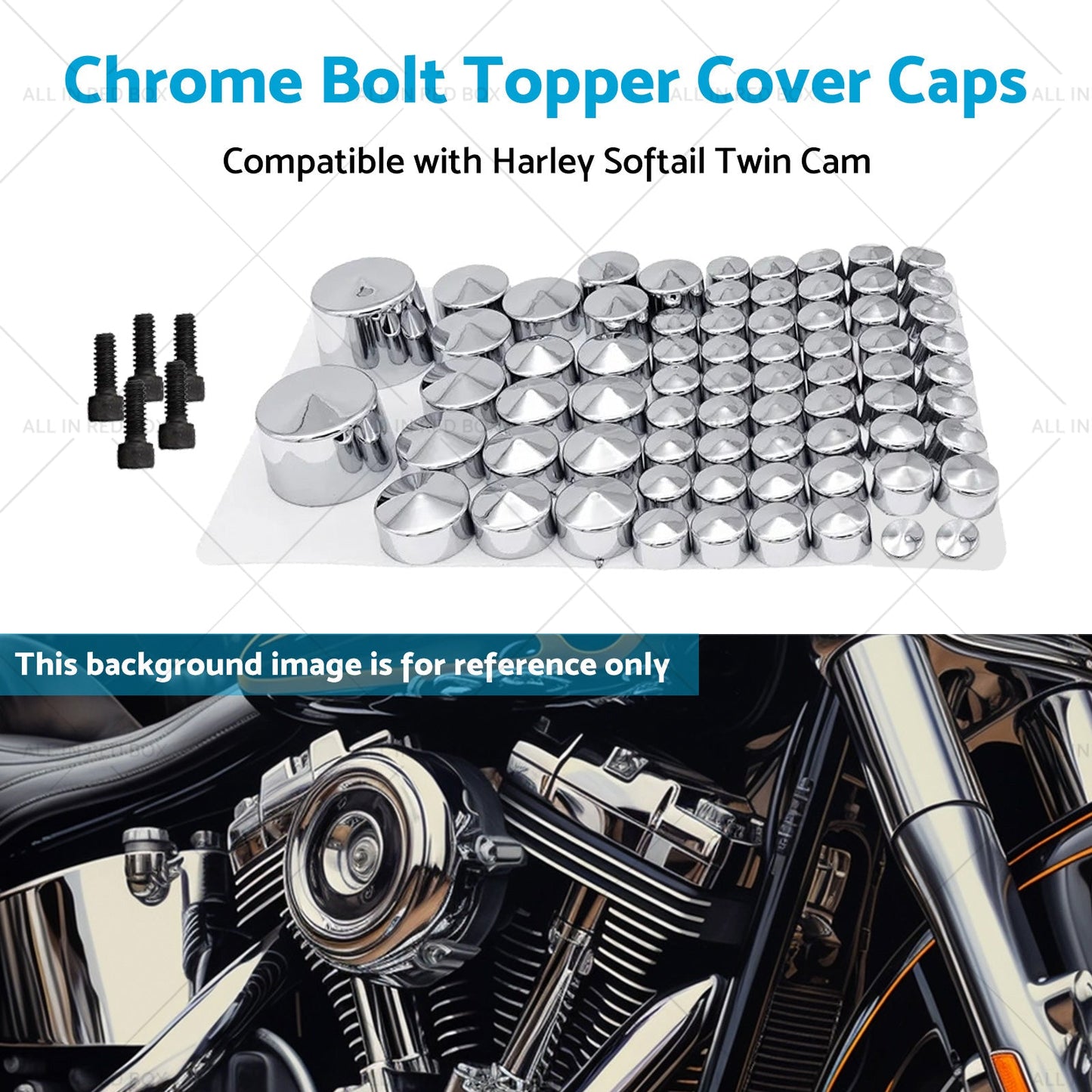 Chrome Bolt Topper Cover Caps Suitable for Harley Twin Cam Softail 07-13-4