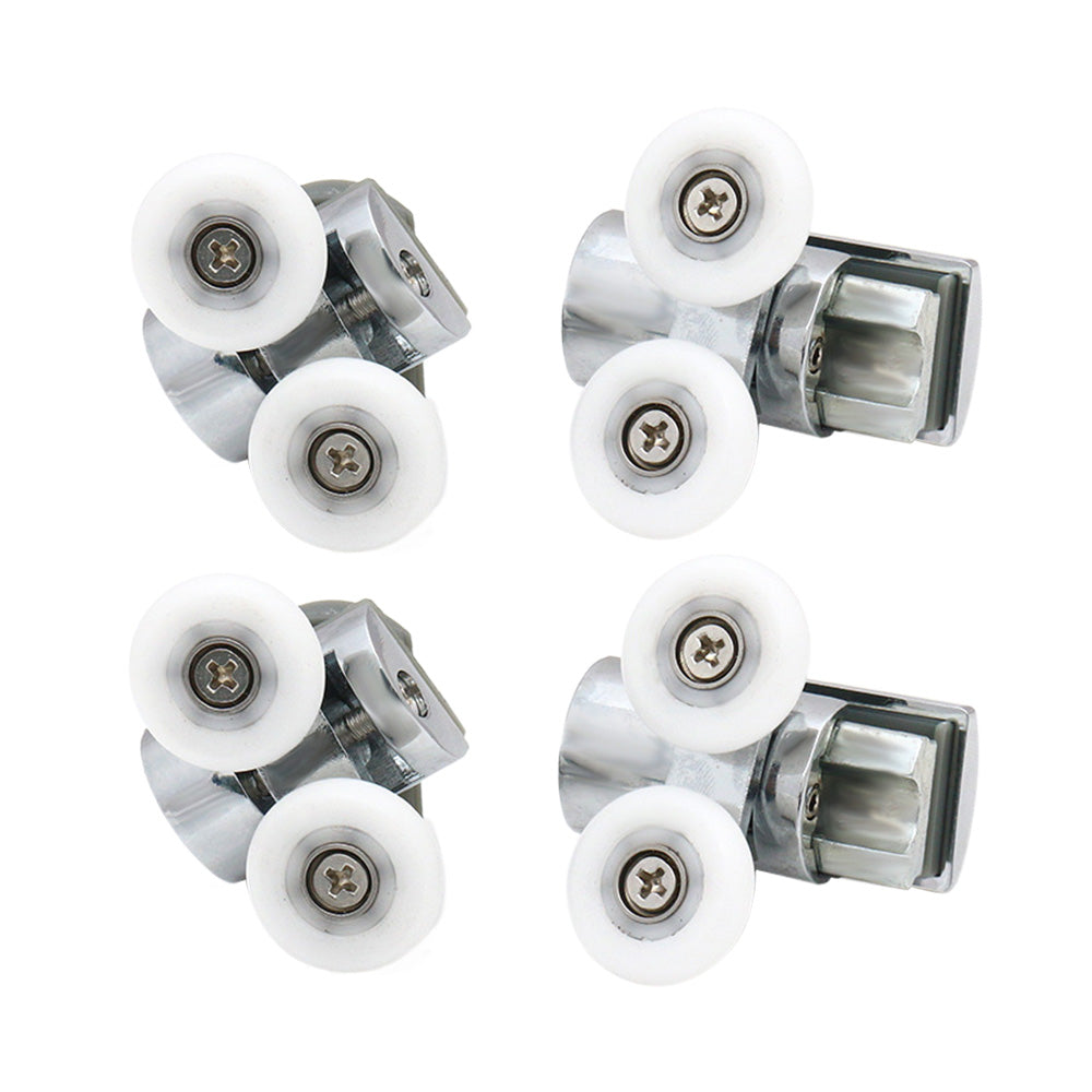 Shower Door Roller 4x Zinc Alloy Twin Top & Bottom Runners Wheel 23mm Suitable For Sliding Doors-0