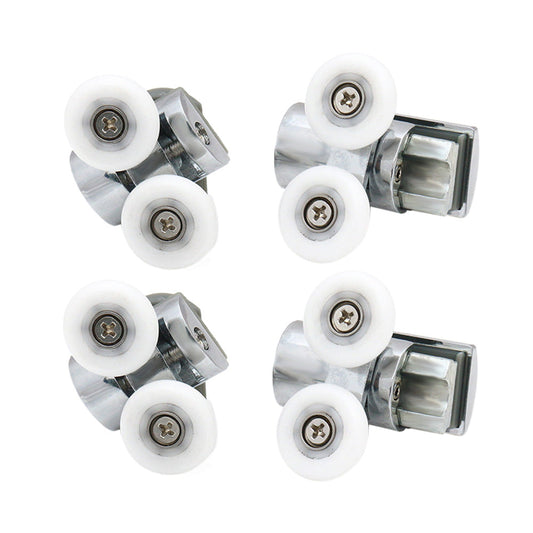 Shower Door Roller 4x Zinc Alloy Twin Top & Bottom Runners Wheel 23mm Suitable For Sliding Doors-0