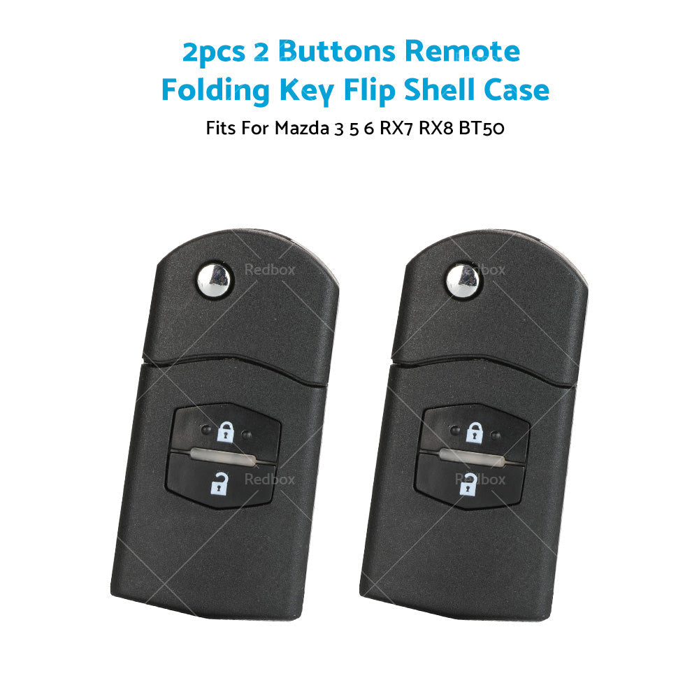 2Pcs x2 Button Remote Flip Key Car Shell Case Cover For Mazda 3 5 6 RX7 RX8 BT50-3