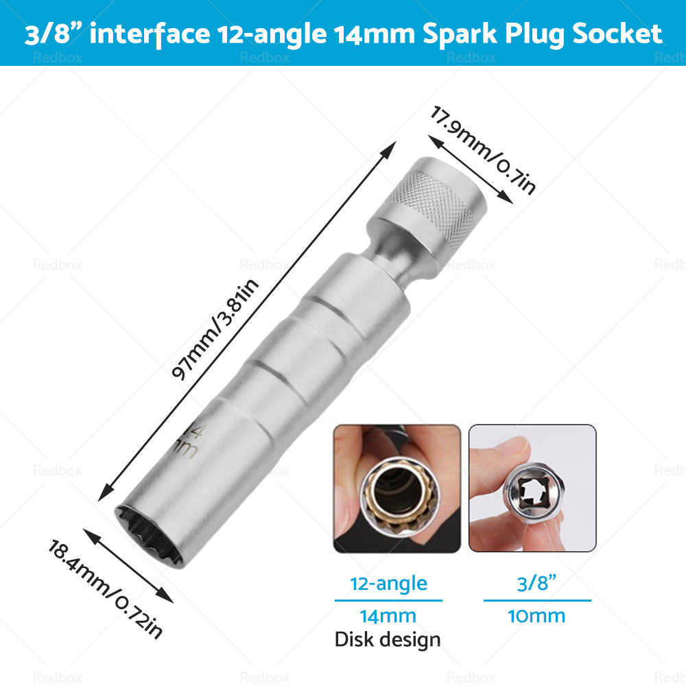 14/16 MM Thin Wall Magnetic Swivel Spark Plug Socket 12Point Removal Tools-5