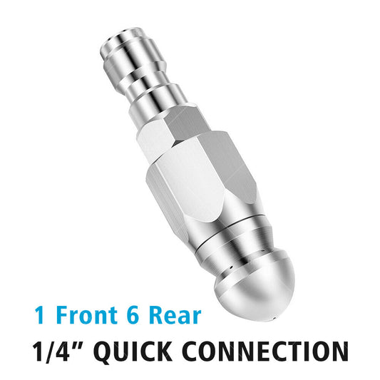 Stainless Steel Sewer Jetter Nozzle For Pressure Washer w or 1 or 4''Connect for Drain-1