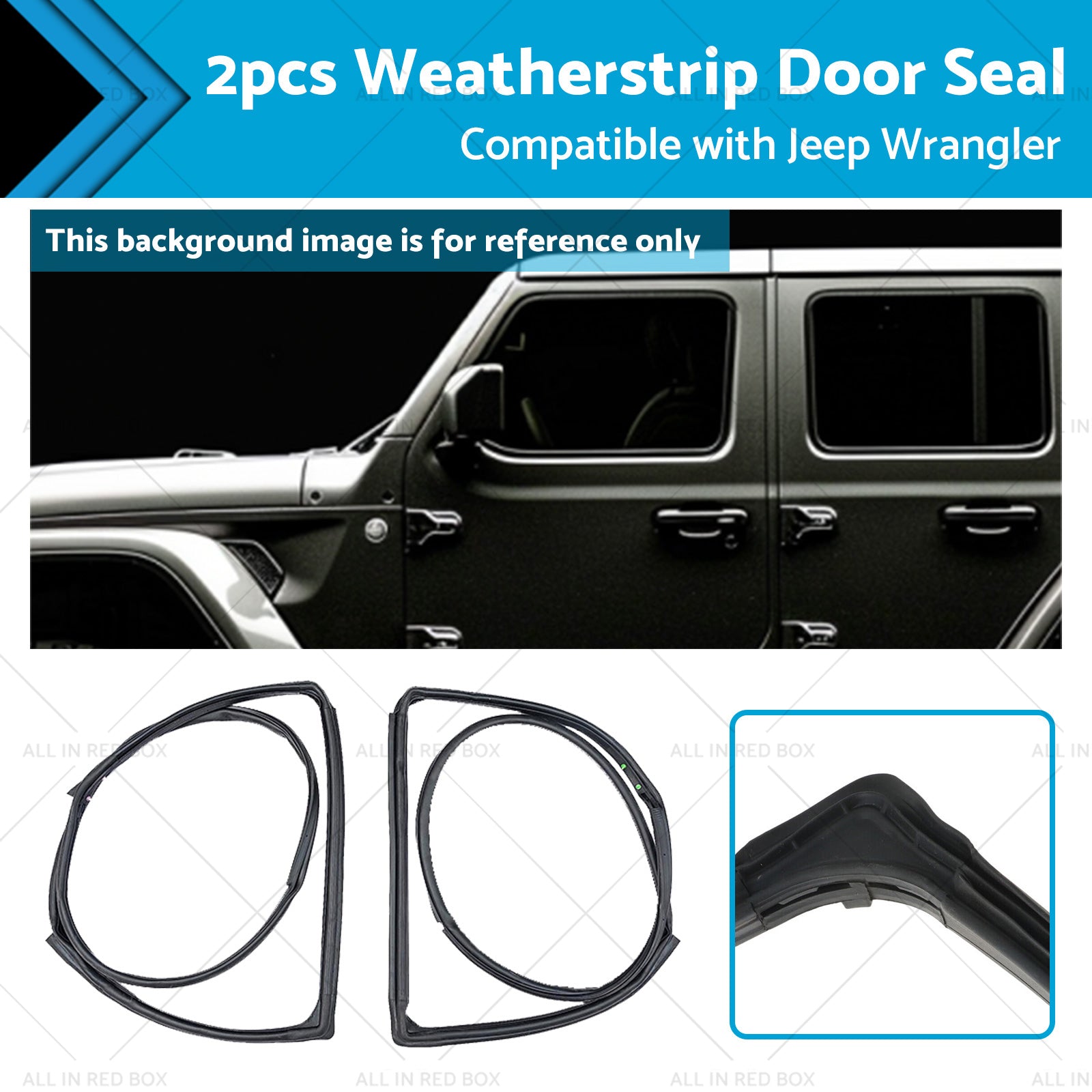 2pcs Front Door Weatherstrip Gasket Seal Suitable For Jeep Wrangle JK 2007-2018-0