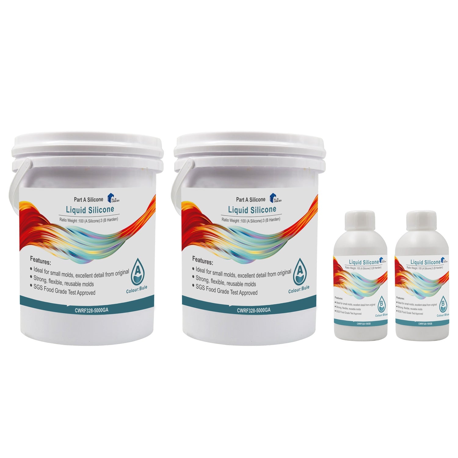 SH25 Liquid Silicone Rubber Mould Making Kit 100:3 Mix - 1Kg 5Kg 10Kg Blue-6