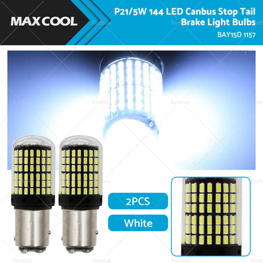 2X P21 or 5W BAY15D 1157 144SMD White LED Canbus Stop Tail Brake Light Bulbs-0
