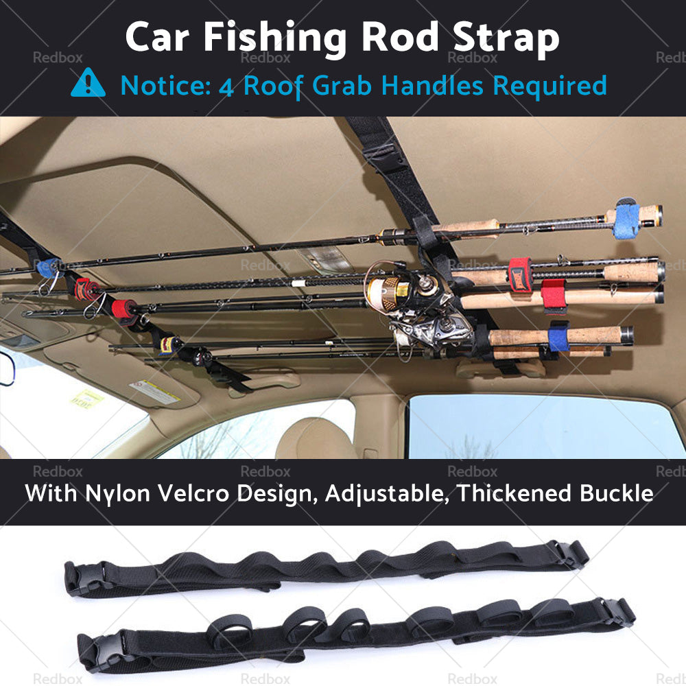 2pcs Car Fishing Rod Holder Mounted Storage Rack Vehicle Belt Strap Carrier-2