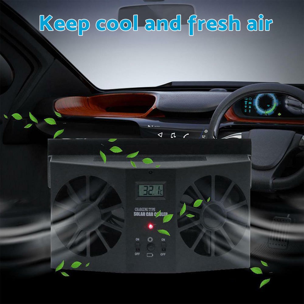 Solar Powered Car Cooling Fan Cooler Auto Window Air Vent Exhaust Ventilation-1
