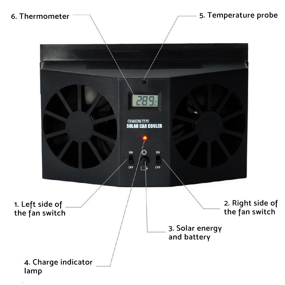 Solar Powered Car Cooling Fan Cooler Auto Window Air Vent Exhaust Ventilation-4