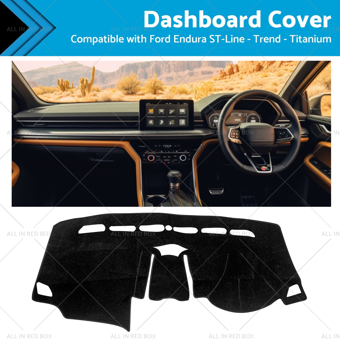 Non-Slip Dash Mat SuitableFor Ford Endura ST-Line -Trend -Titanium 18-19 Black-0