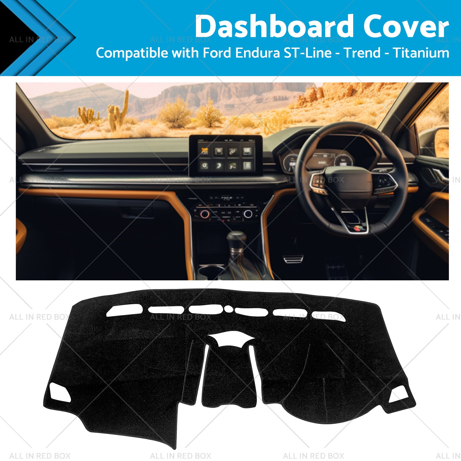 Non-Slip Dash Mat SuitableFor Ford Endura ST-Line -Trend -Titanium 18-19 Black-0