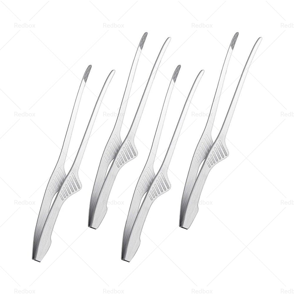 4PCS Korean and Japanese BBQ Tongs Self-Standing Grill Tongs Non-Slip Cooking-5