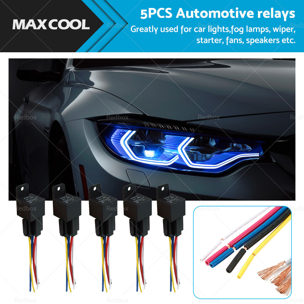 SPDT Automotive Relay With Harness Socket 5x 24V 40A 5 Pin For Car Yacht Caravan-0