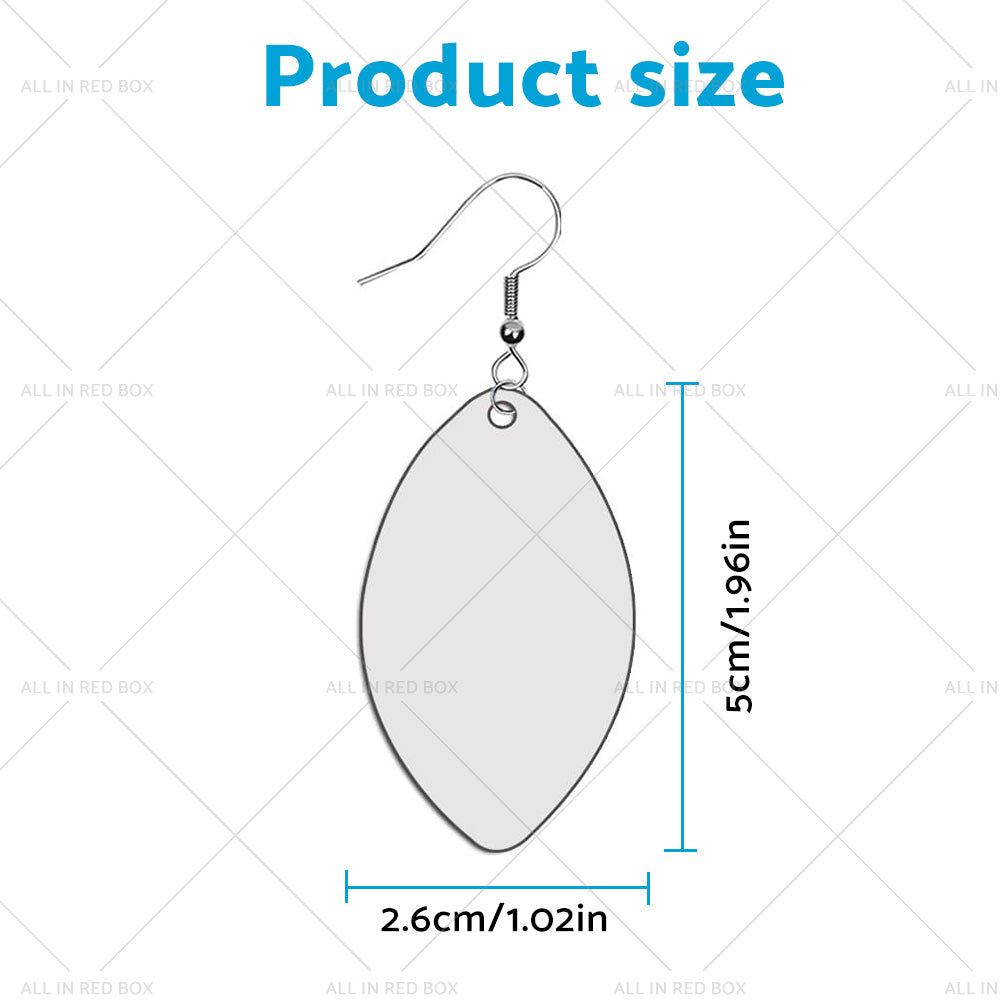 48PCS Sublimation Blank MDF Rugby Earring Double-Sided w  Hook and Jump Ring DIY-3