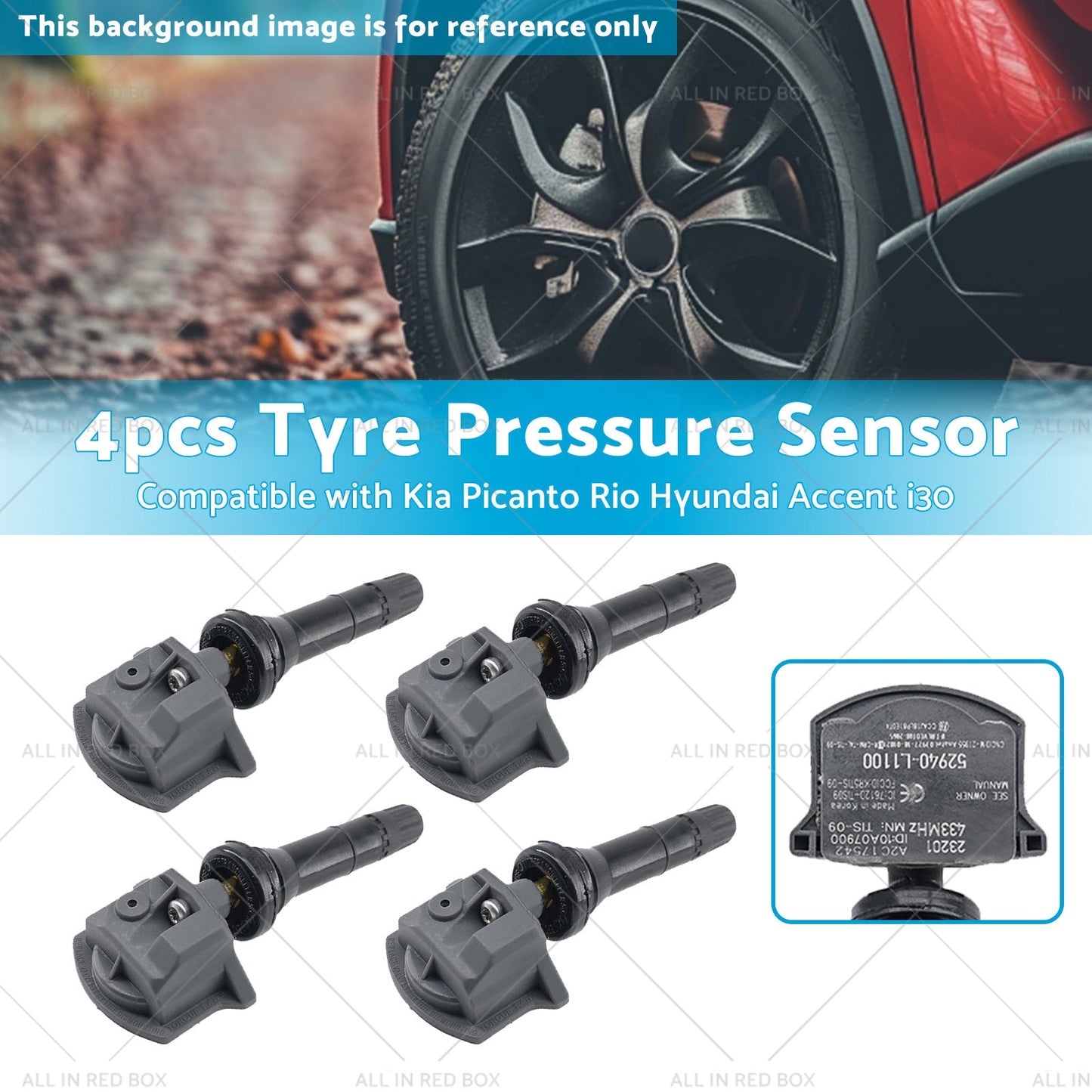 4X Suitable for Kia Sorento Hyundai i30 TPMS Tyre Pressure Sensors 52940-L1100-2