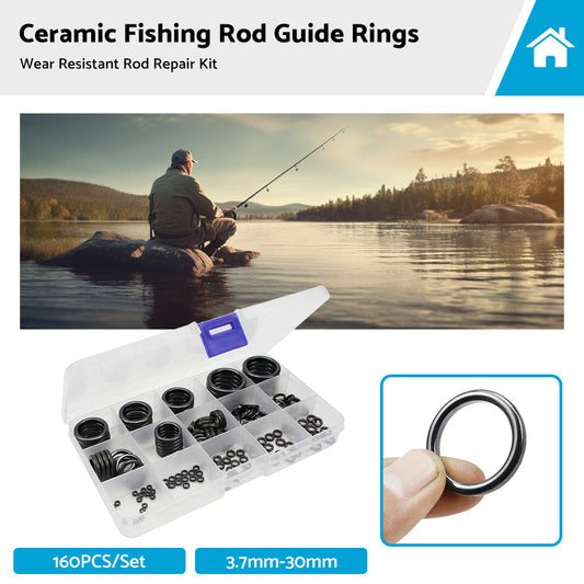 160Pcs 3. 7mm-30mm Ceramic Fishing Rod Guide Rings Wear Resistant Rod Repair Kit-0