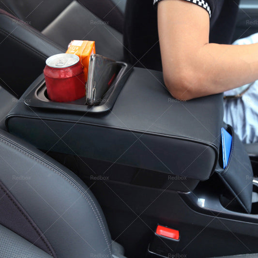 Center Console Leather Armrest Support Elbow Rest Extender Organizer Cup Holder-0