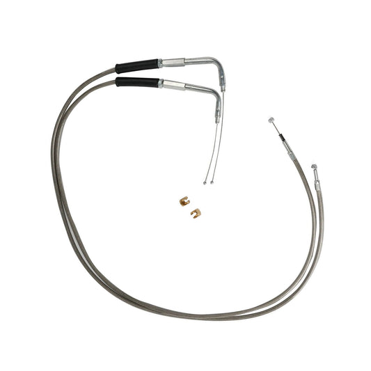 Throttle and Idle Cable Set 56-1/2 Stainless Steel Suitable For Harley-Davidson-1