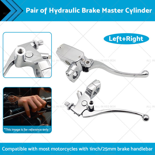 1inch Chrome Motorcycle Handlebar Hydraulic Brake Master Cylinder  and  Clutch Lever-1