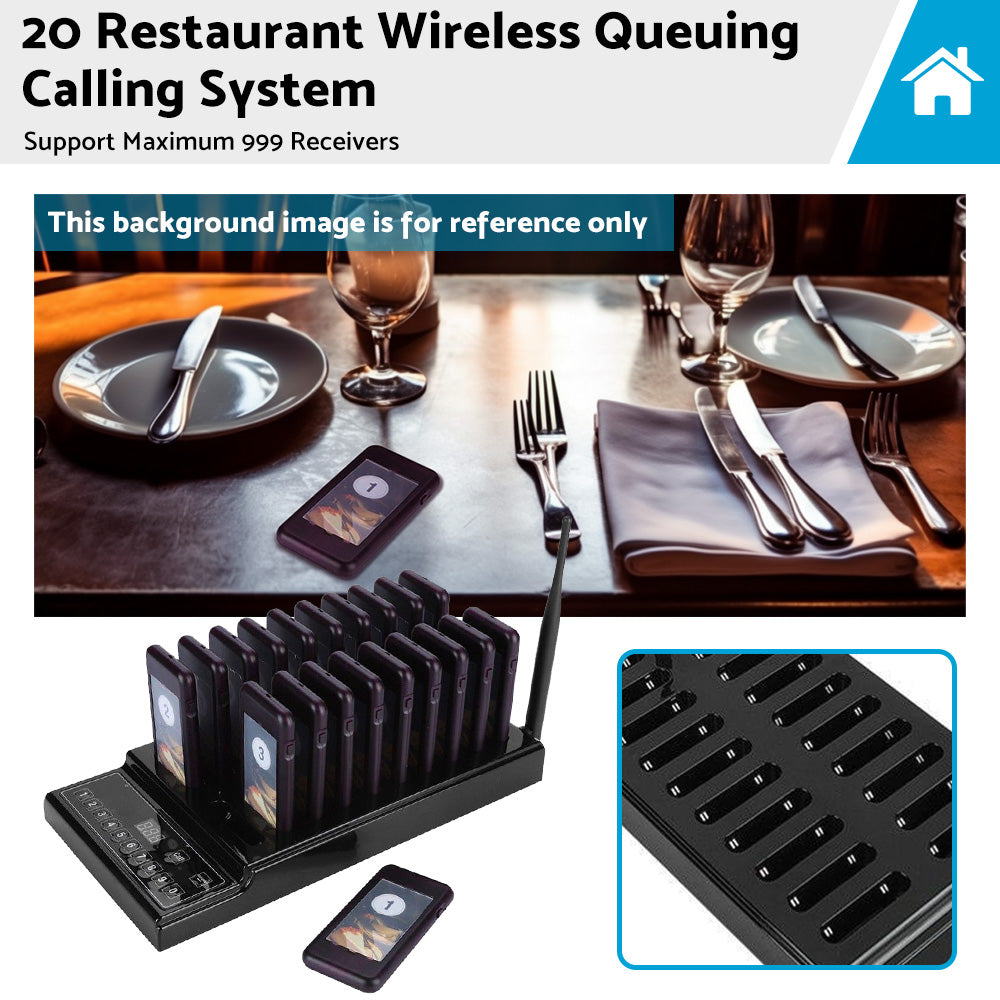 20 Restaurant Coaster Pager Guest Call Wireless Paging Queuing Calling System-3