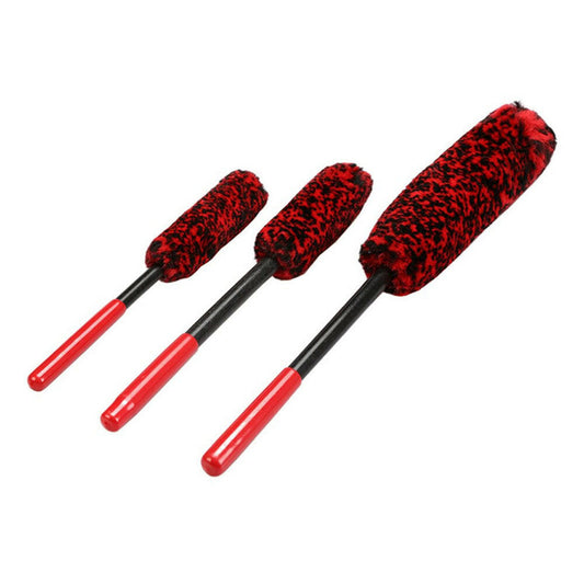 Set of 3 Wheel Woolies Luxury Super Plush Soft Alloy Wheel Cleaning Brush Kit-0