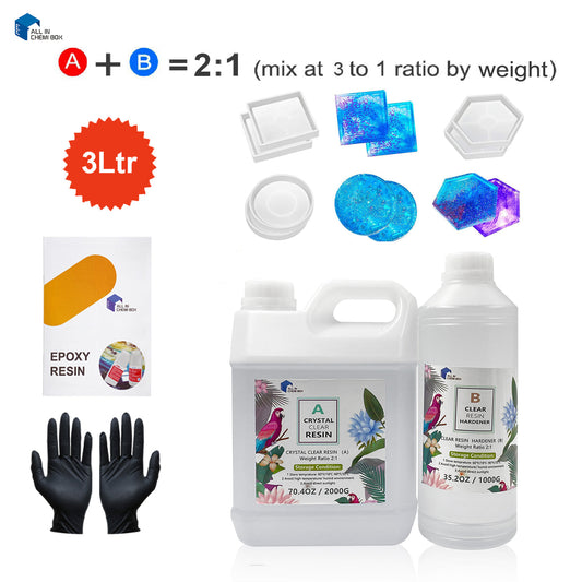 3KG Epoxy Resin 2 1 AB Kit UV Crafts Art DIY Ultra Clear River Table Jewellery-0