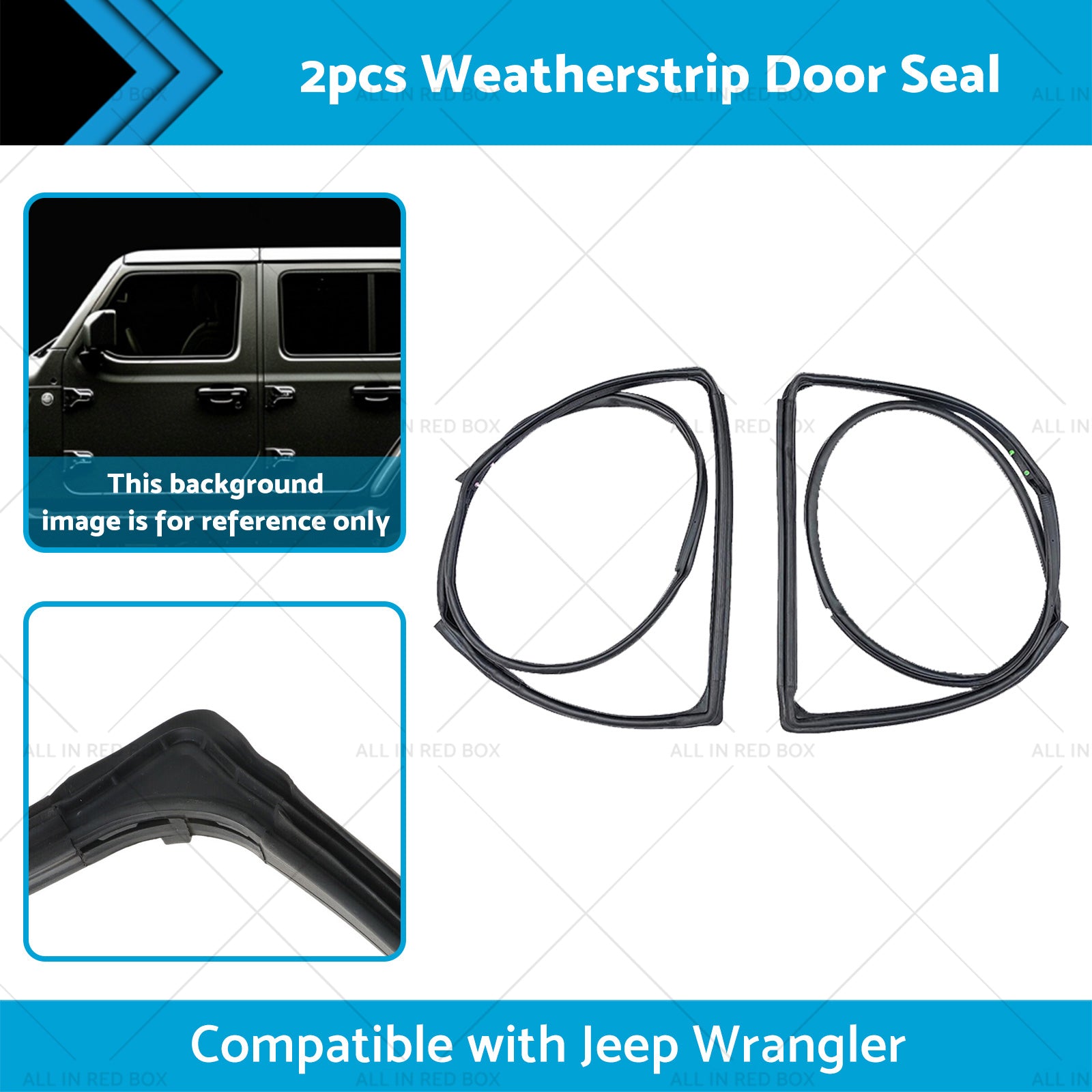 2pcs Front Door Weatherstrip Gasket Seal Suitable For Jeep Wrangle JK 2007-2018-1