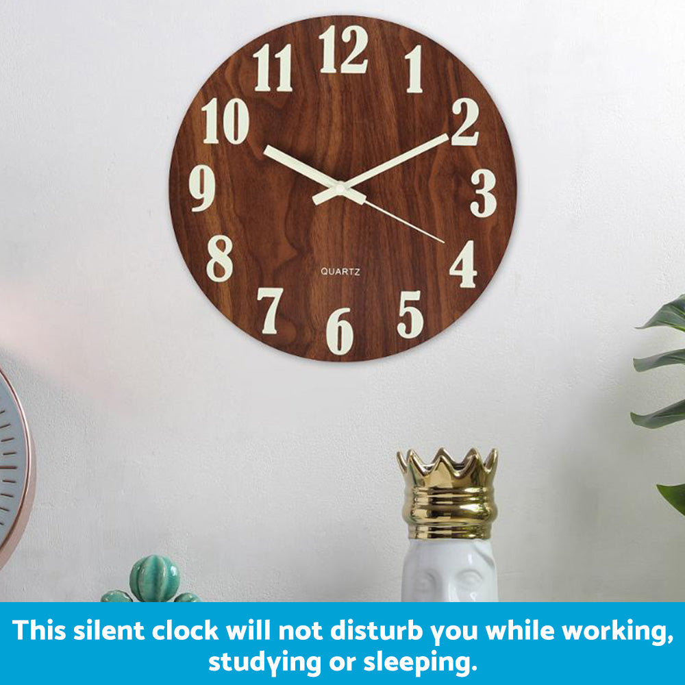 12'' Luminous Wall Clock Glow In The Dark Silent Quartz Indoor Home Modern Clock-3