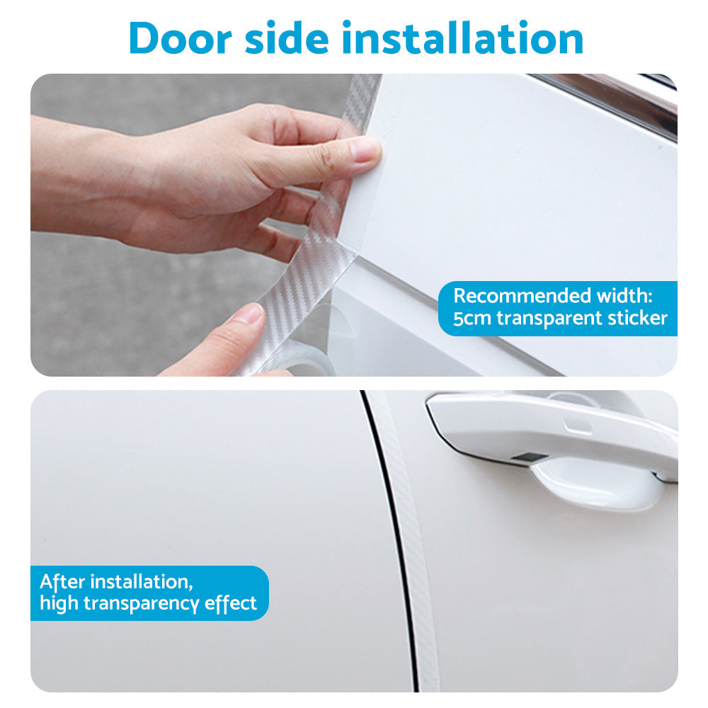 3m Car Door Sill Protector Carbon Fiber Edge Sticker Rubber Bumper Guard Strip Suitable For Universal Vehicles-4