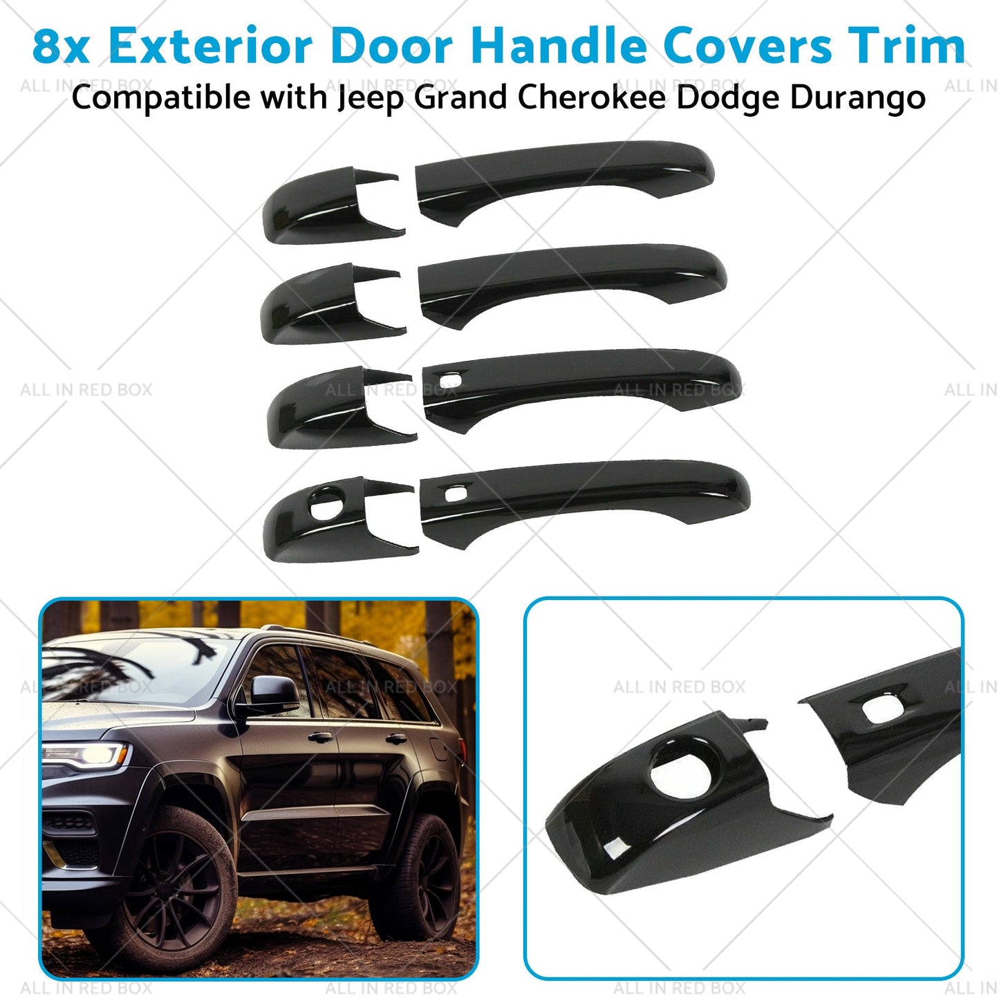 8pcs Exterior Door Handle Covers Trim Suitable for Jeep Grand Cherokee Chrysler-3