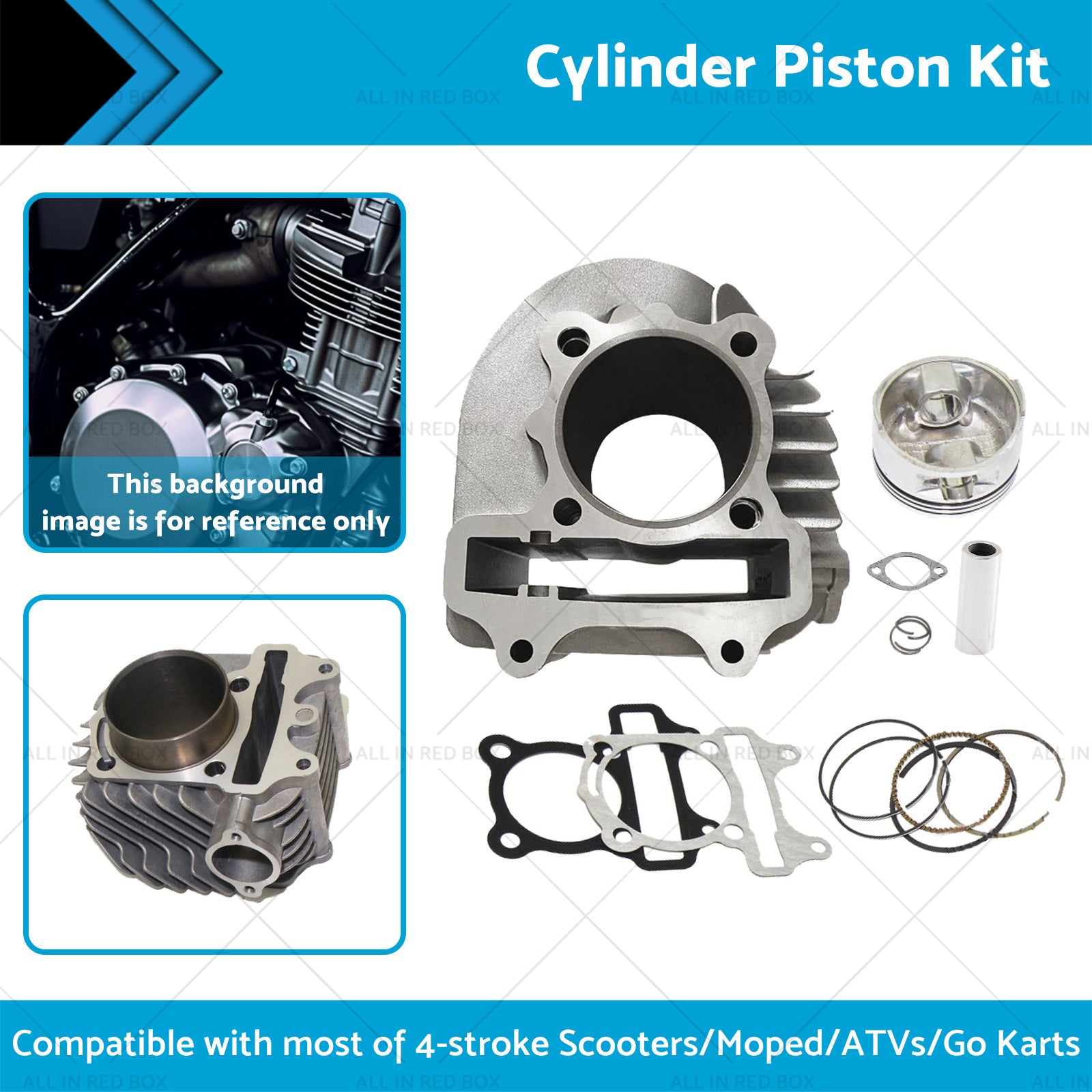 61mm Bore Cylinder Upgrade Kit Piston Gasket Suitable for GY6 172cc 180cc Motor-1