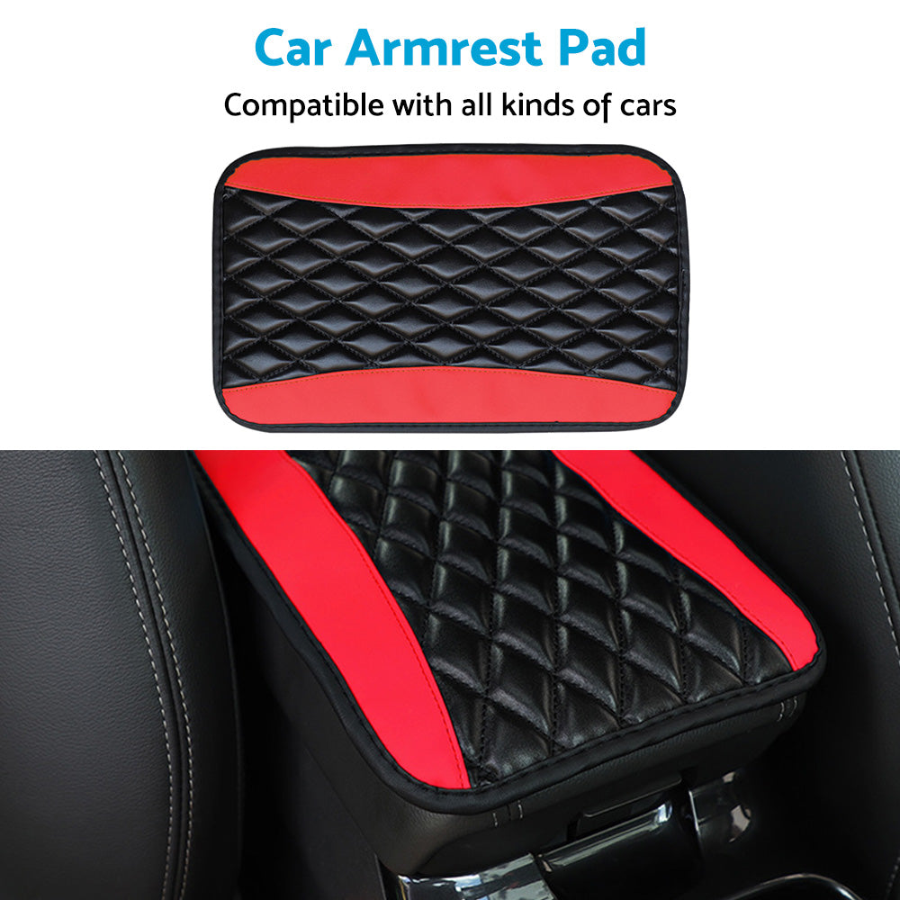 Universal Car Armrest Cushion Cover Center Console Box Pad Protector PU Leather-4